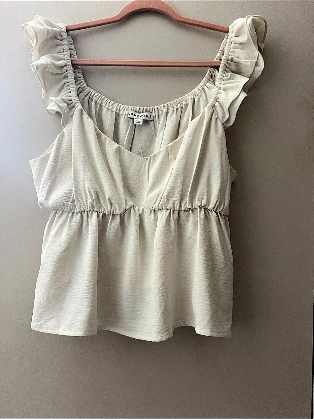 And Now This flutter Shoulder Top in White Size L NWT
